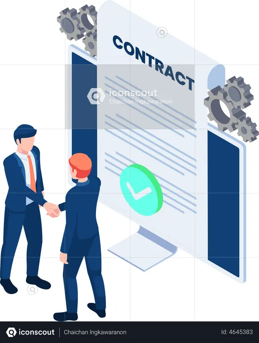 Online agreement contract document  Illustration