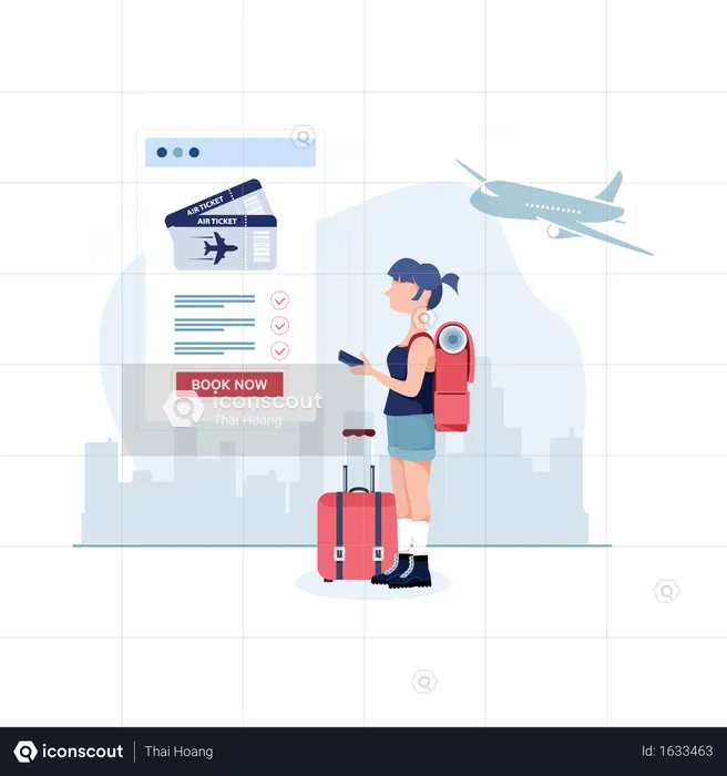 Online air ticket booking through application  Illustration