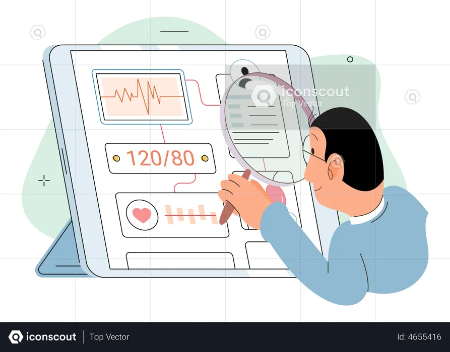 Online-Analyse medizinischer Berichte  Illustration