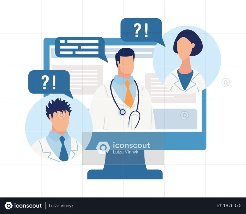 Online-Arztdebatte oder -Diskussion  Illustration