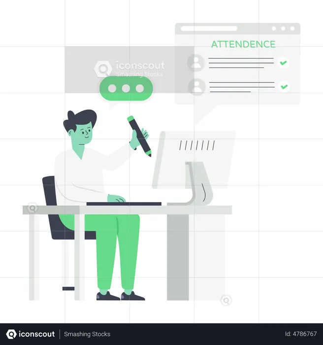 Online Attendance  Illustration