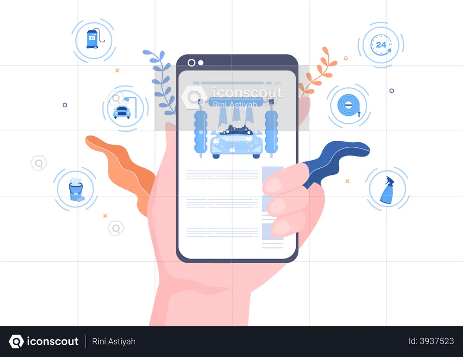 Online-Autowaschservice  Illustration