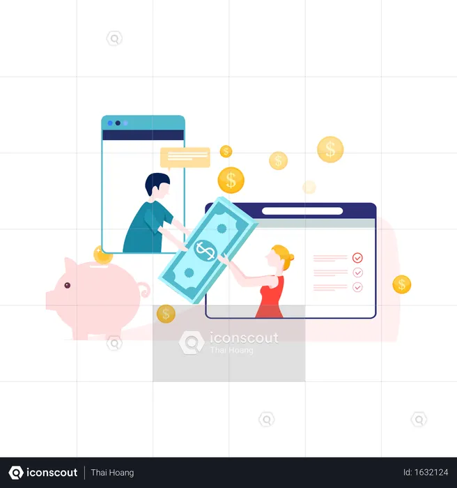 Online banking and money transfer  Illustration