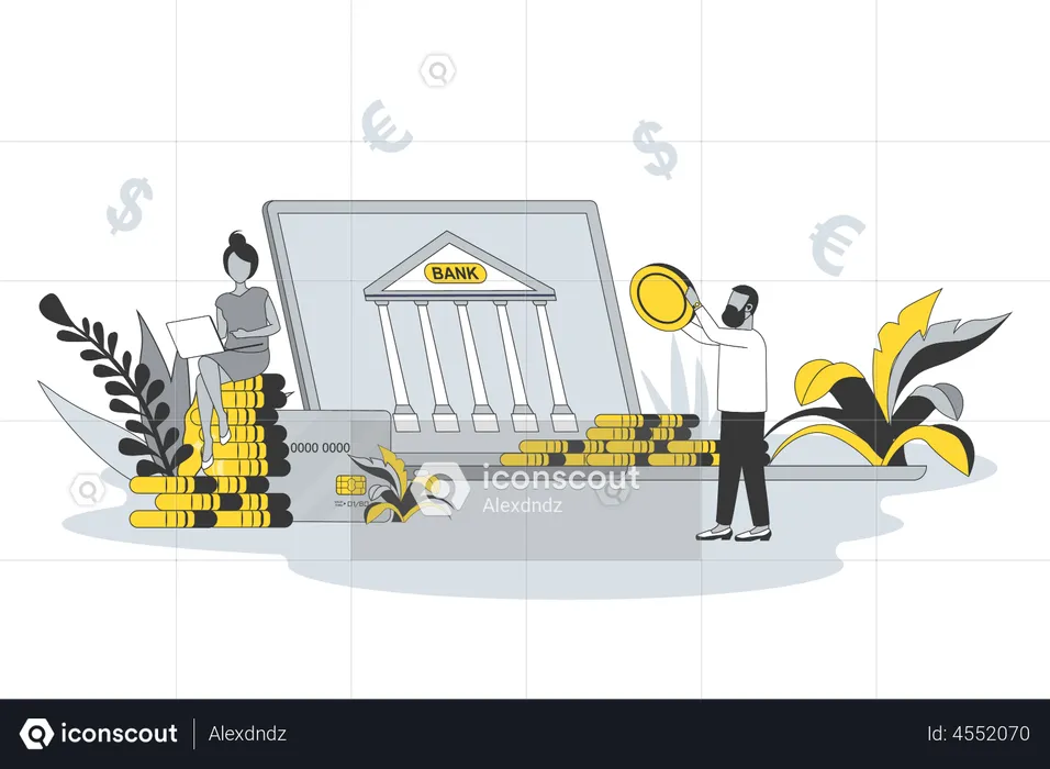 Online Banking Services  Illustration