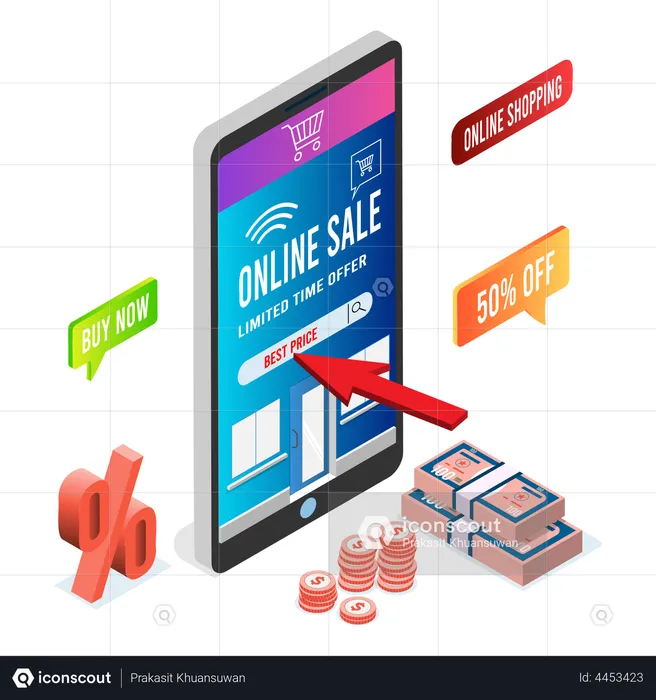 Online Best Price and Sale  Illustration