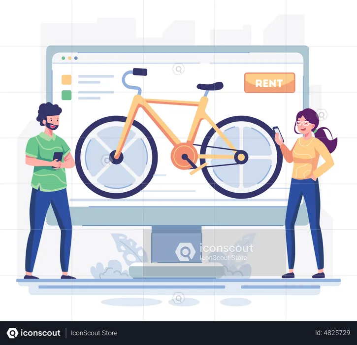 Online bike rental service website  Illustration