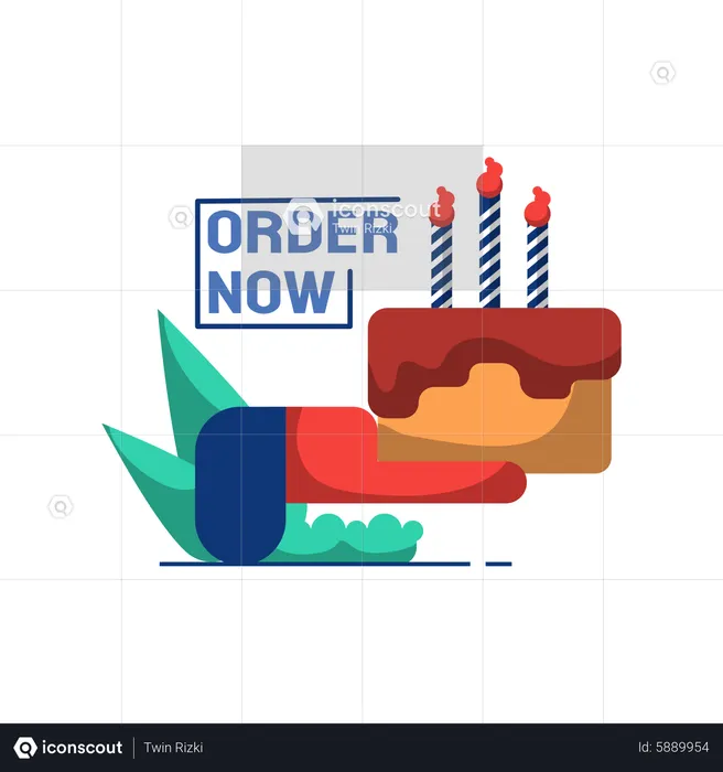 Online Birthday cake  Illustration