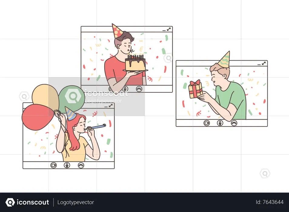 Online birthday celebrate  Illustration