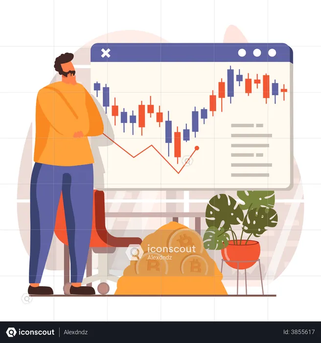 Online bitcoin trade analysis  Illustration