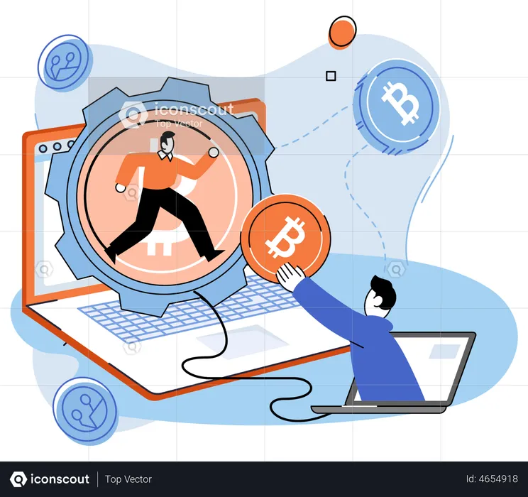 Online bitcoin treading  Illustration
