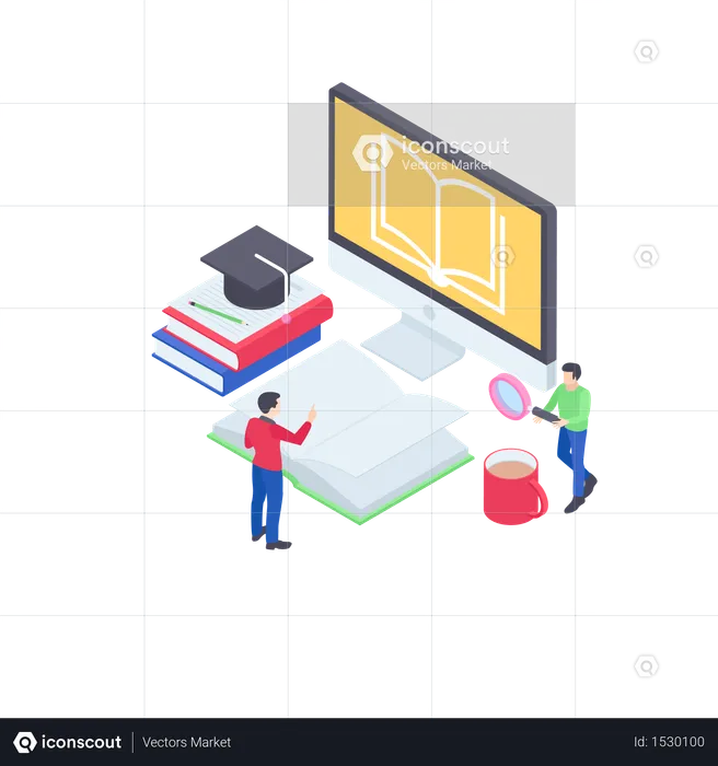 オンラインで本を読む  イラスト