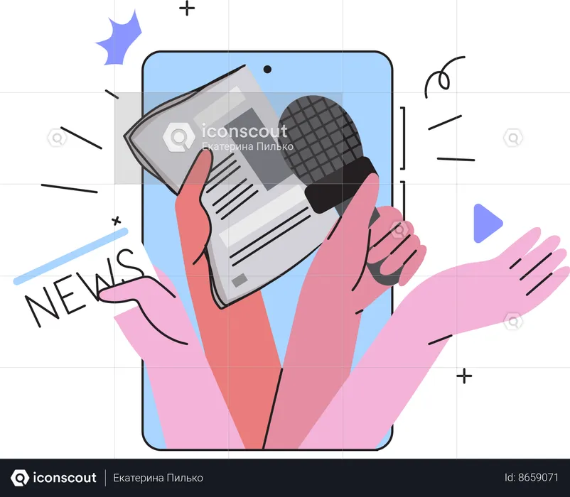 Online  broadcasting news  Illustration