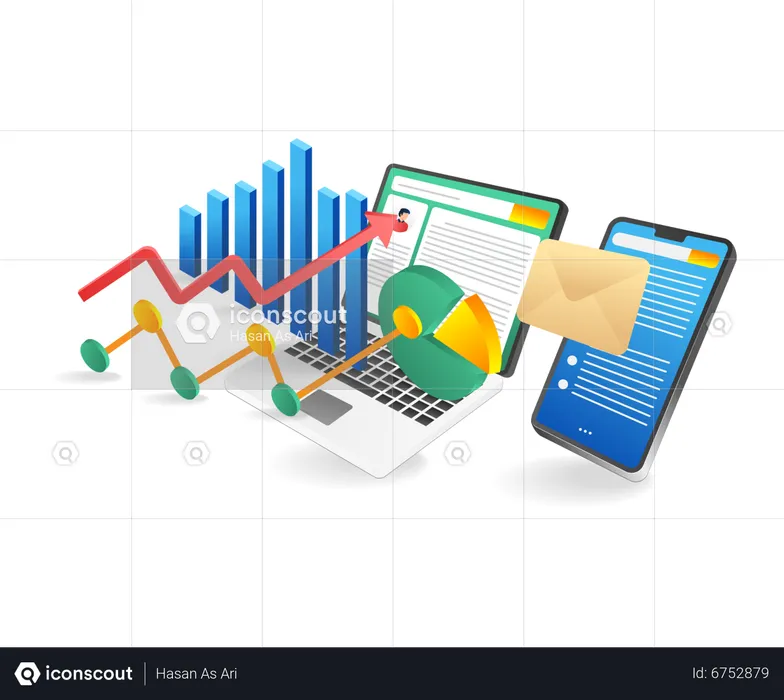 Online business analysis and data management  Illustration