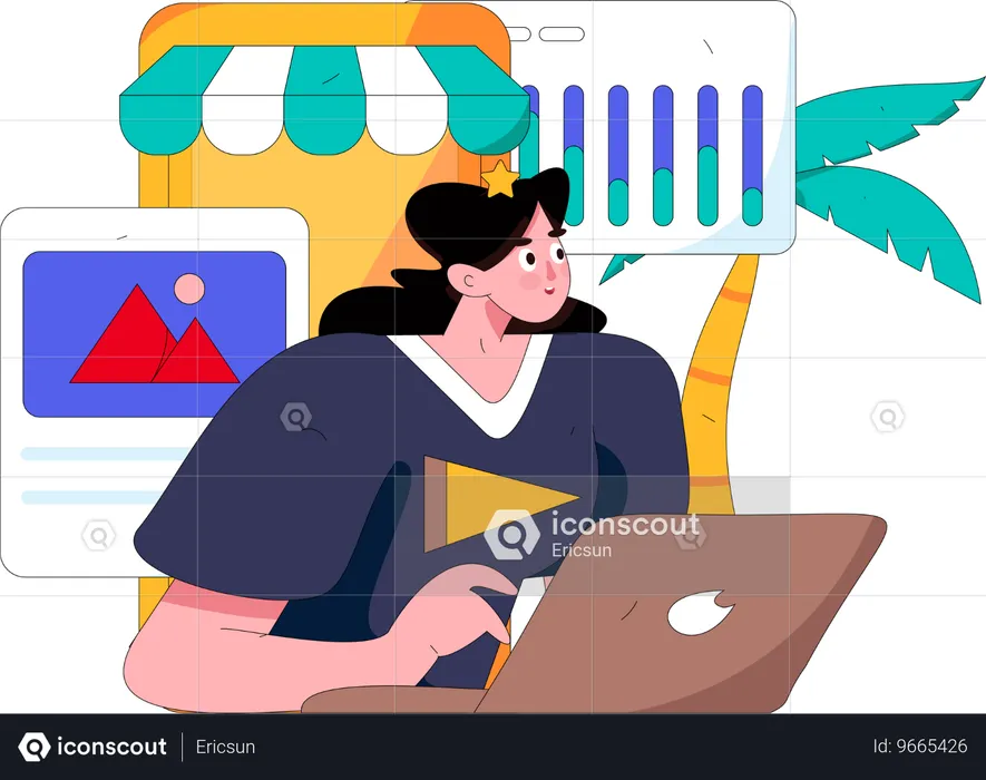 Online business analysis  Illustration