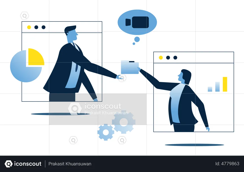 Online business analysis meeting  Illustration