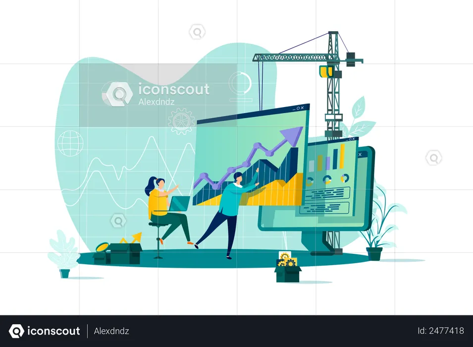 Online business analytics and stock trading information service  Illustration