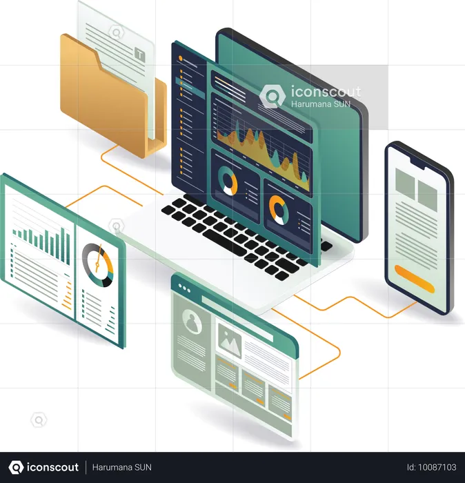 Online business data analysis  Illustration