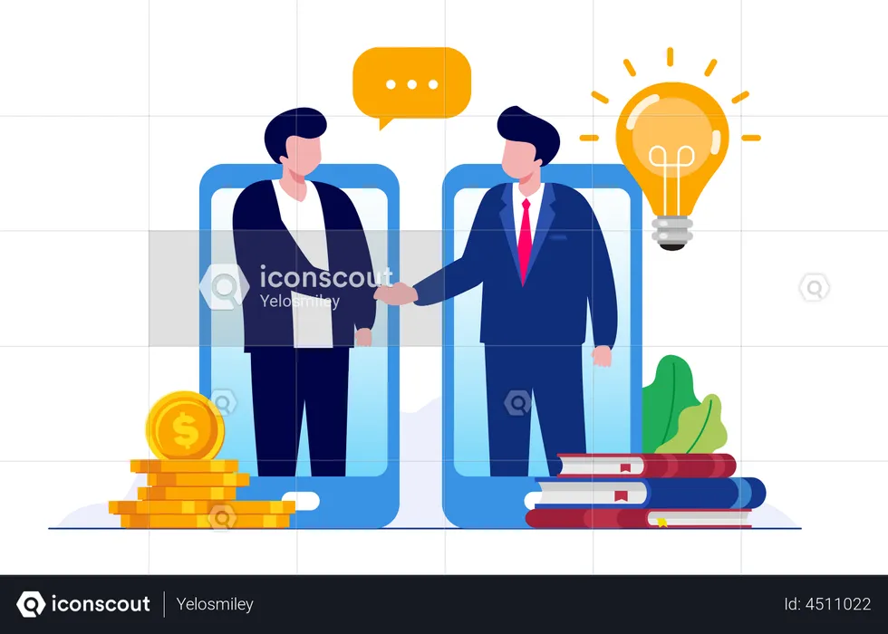 Online Business Dealing  Illustration