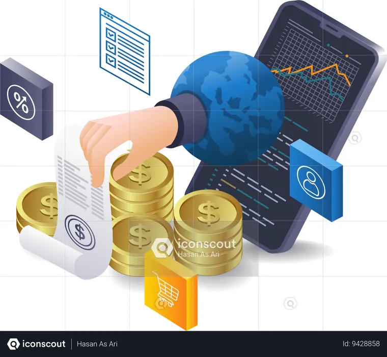 Online business income details  Illustration