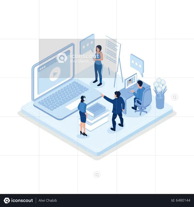 Online Business learning course  Illustration