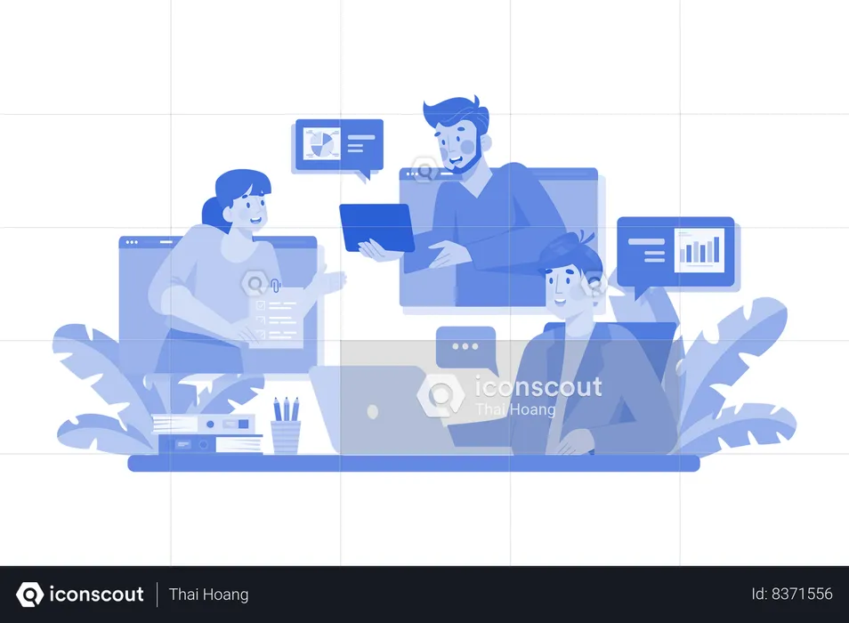 Online business meeting  Illustration