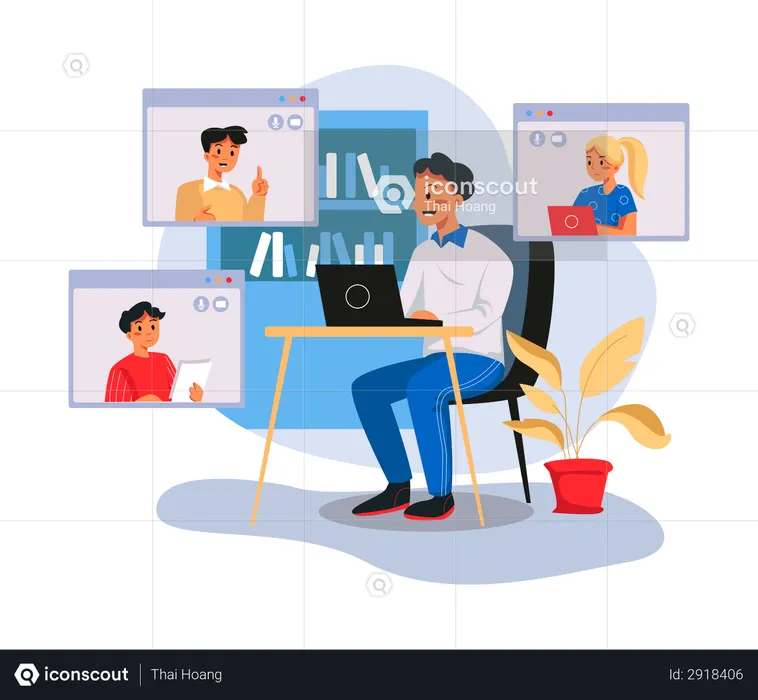 Online business meeting  Illustration