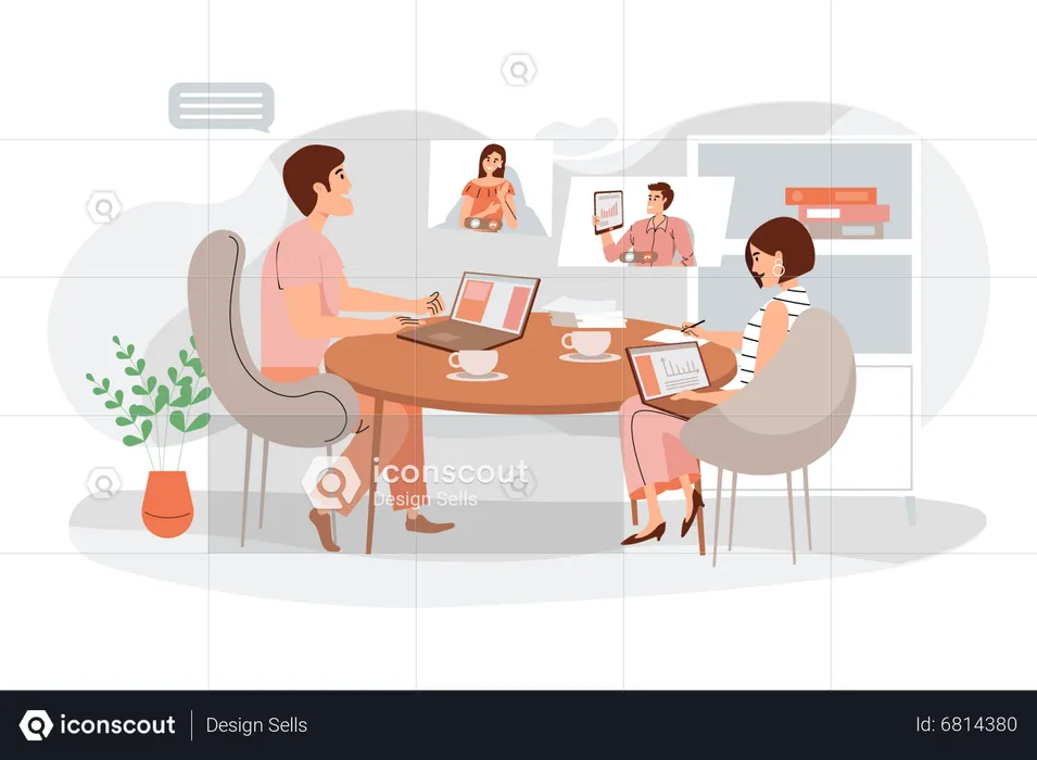 Online business meeting  Illustration