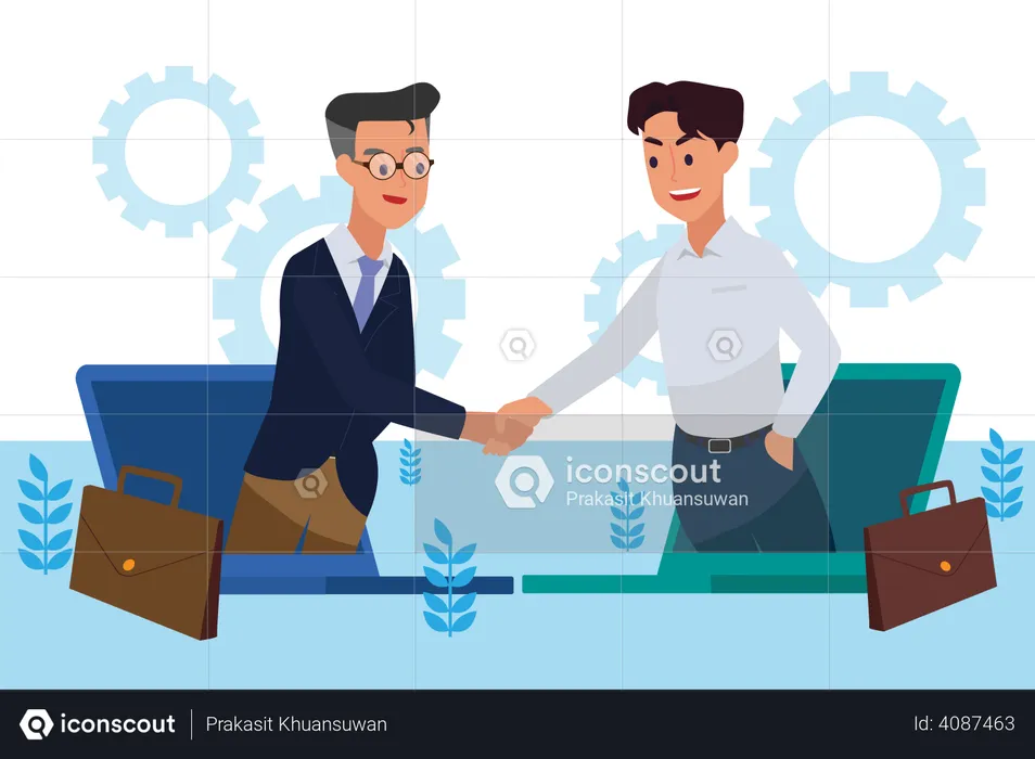 Online business partnership  Illustration