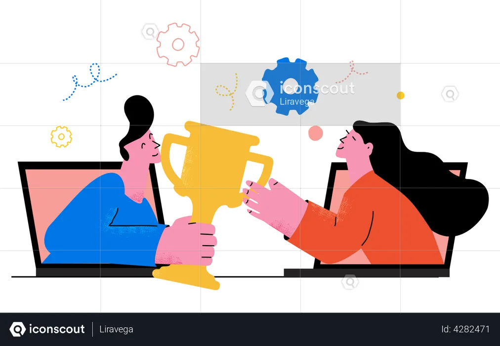 Online business team getting success  Illustration