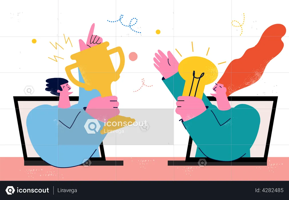 Online business team getting success  Illustration