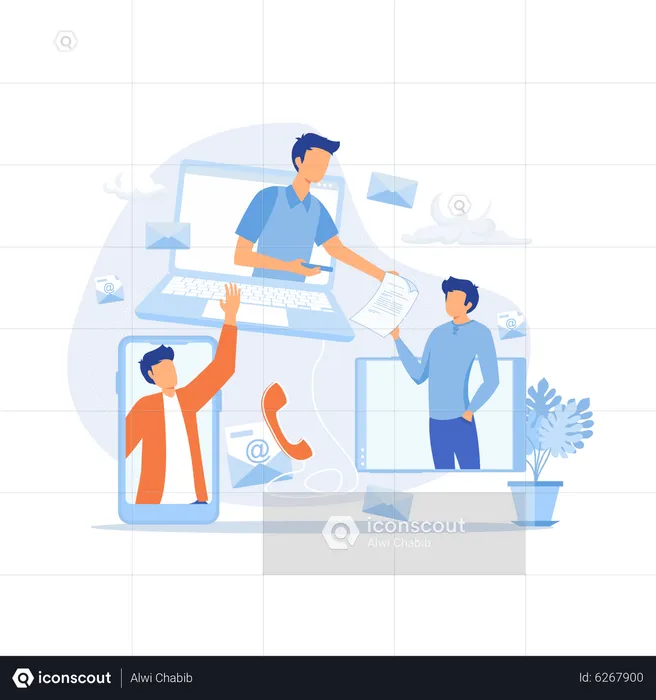 Online-Business-Teamarbeit  Illustration