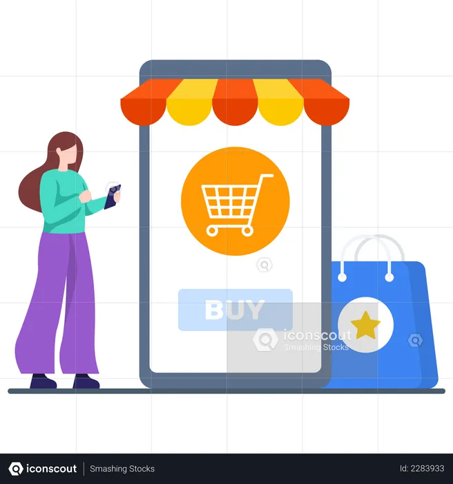 Online buying From M-commerce  Illustration