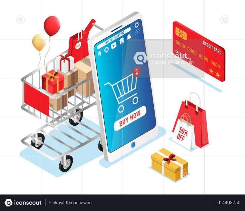 Online buying on mobile  Illustration