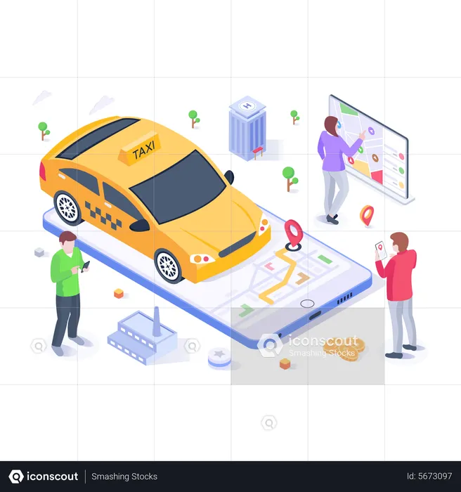 Online Cab  Illustration