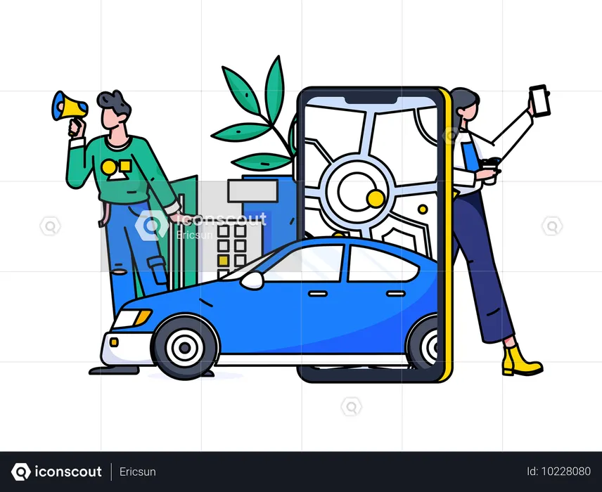 Reserva de táxi on-line  Ilustração