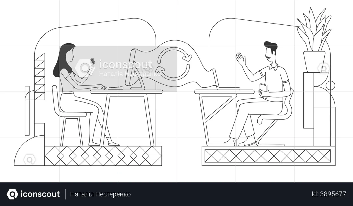 Online Calling  Illustration