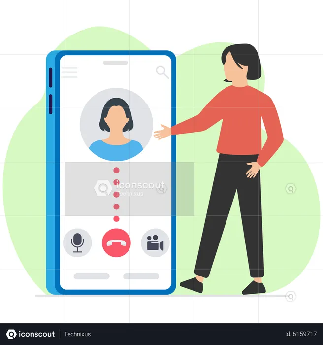 Online calling via smartphone  Illustration