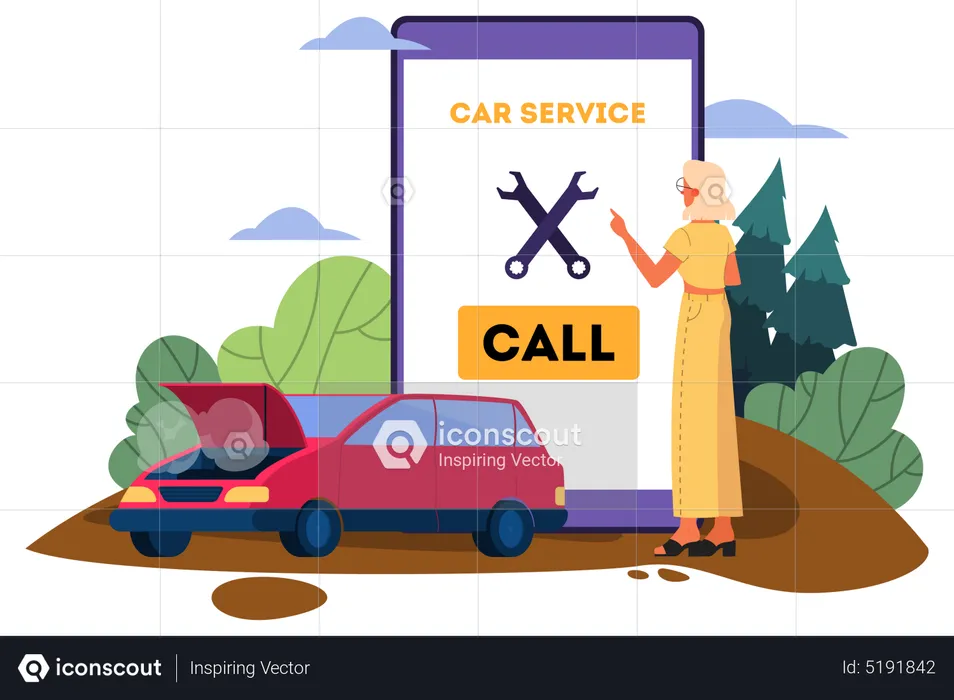 Online car service  Illustration