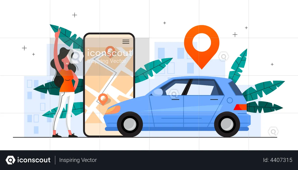 Online car sharing service  Illustration
