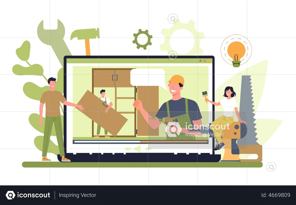 Online carpenter service  Illustration