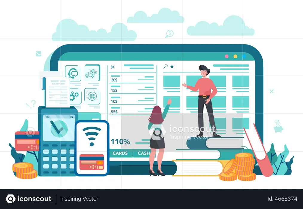 Online Cashier Service  Illustration