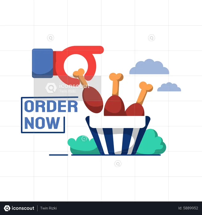 Online chicken order  Illustration