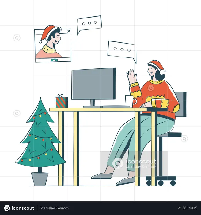 Online Christmas Greetings To A Colleague  Illustration