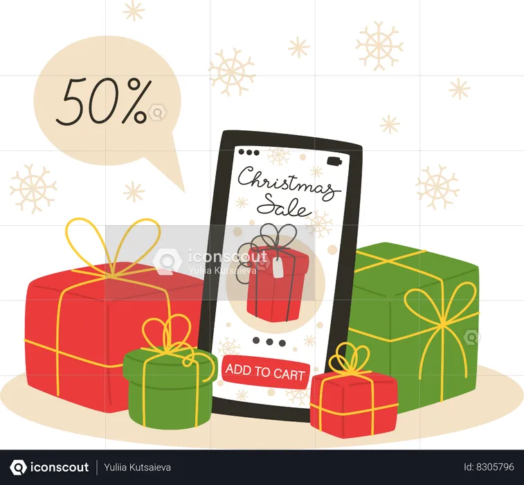Online Christmas sale  Illustration