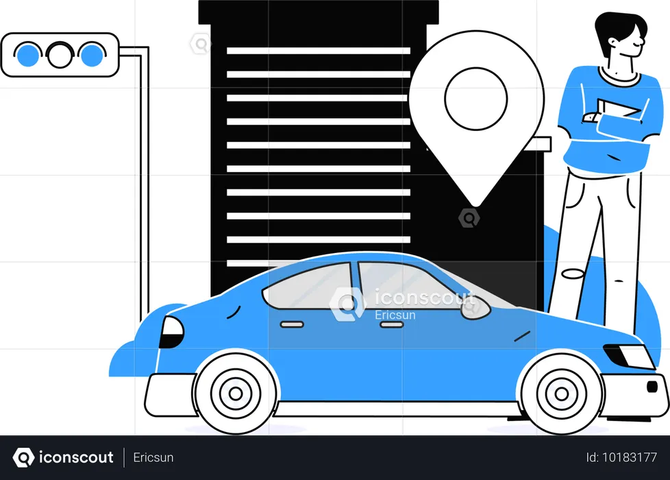 Online City Taxi Service  Illustration