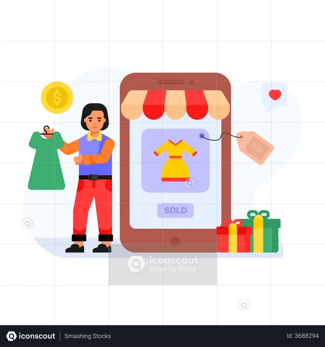 Online Clothes Shopping  Illustration