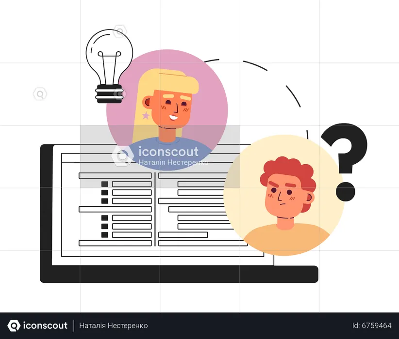 Online collaboration with colleague  Illustration