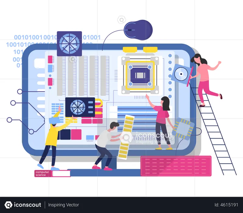 Online computer science course  Illustration