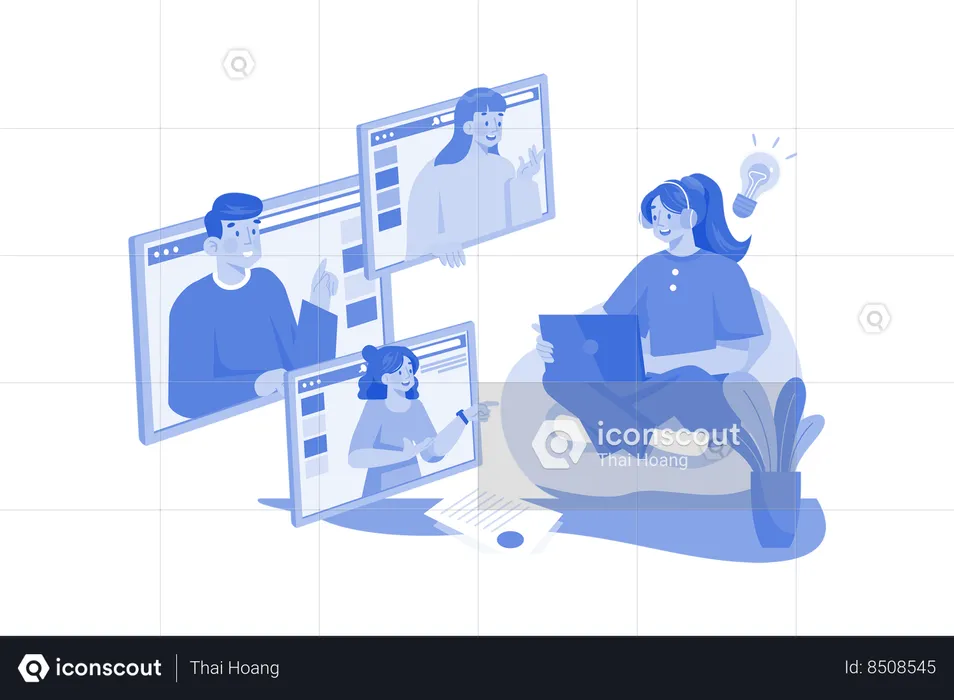 Online Conference Meeting  Illustration