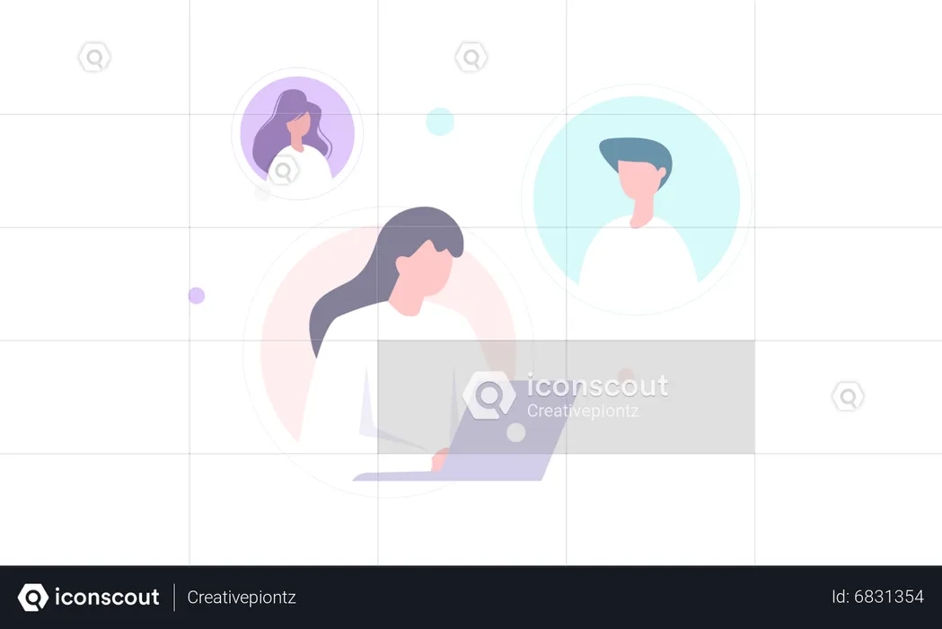 Online conference with team  Illustration